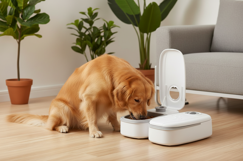Automatic Pet Feeder - Dog Eating